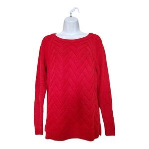 Sonoma Goods For Life Womens Red Chevron Cable Knit Womens L Sweater